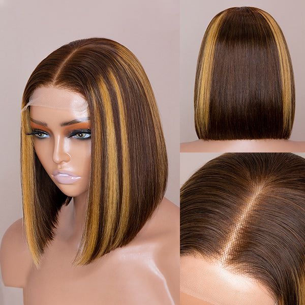 Bob Straight Wave HD Lace Front Synthetic Hair Wig Heat Resistant Fiber Non Flame Synthetic Hair Open Cap Glueless Wig for Women