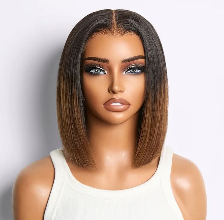 1B/27 Lace Frontal Wig Short Wavy Layered Straight Pixie Cut Hair Full Lace Wig Human Hair
