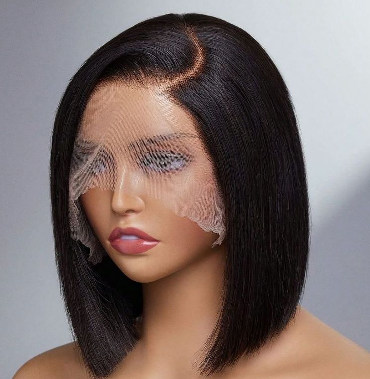 Pixie Cut Wigs Human Hair 13x4 HD Lace Frontal Wig, Glueless Short Wavy Layered Straight Bob Wigs SDD Blunt Cut Vietnam Hair