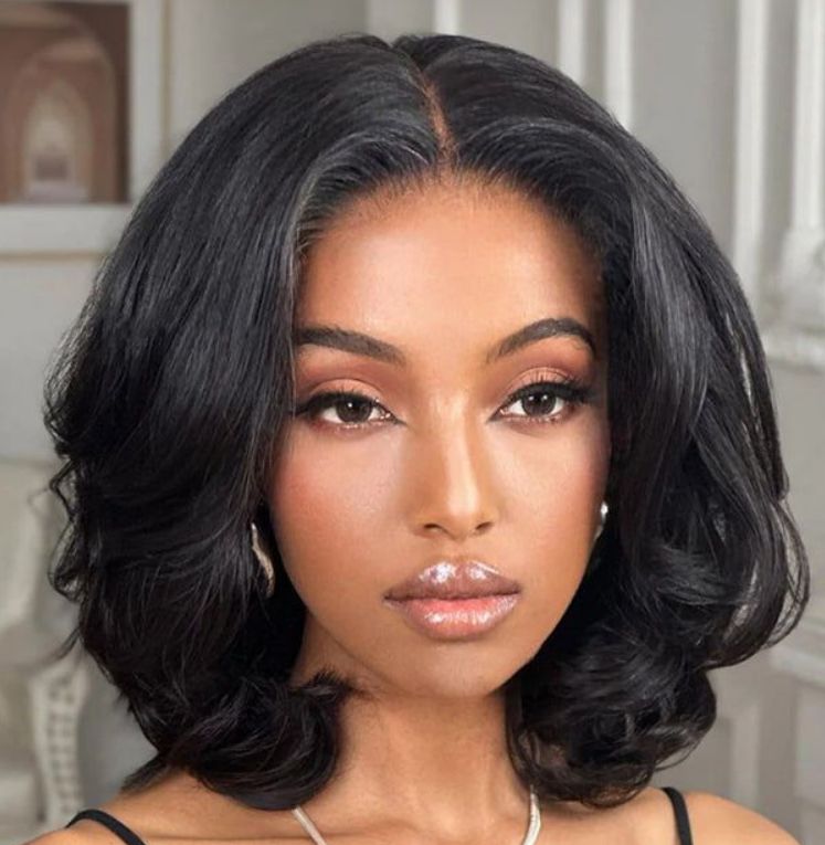 Bouncy Curly Human Hair Wigs With Bangs Brown Color Short Bob Wigs Fumi Curls Egg Curls Glueless Full Machine Made Wigs