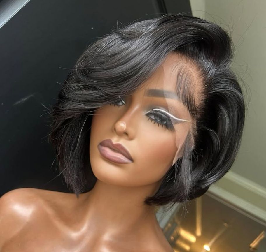 Perruque Pixie Cut Wig Human Hair Bob Short Pixie Cut Lace Wig Frontal 13x4 Pixie Wig Bleached Knots Lace with Baby Hair