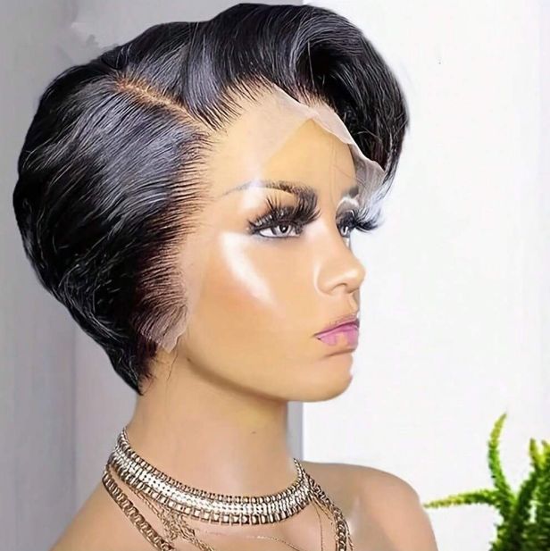 Pixie Cut Wig Lace Frontal Wig With Baby Hair Human Hair Water Wave Bob Short Human Hair Wigs for Women
