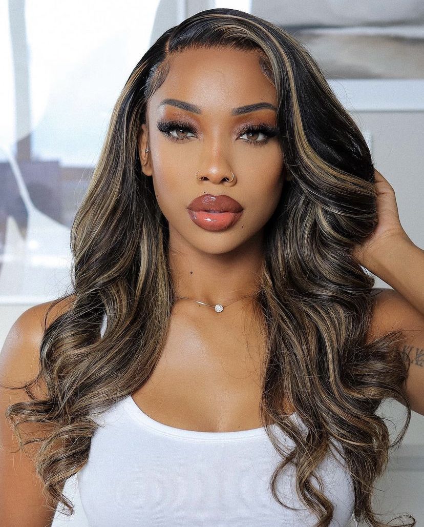 Customized 1B/30 Human Hair Wigs 13*4 Lace Frontal 180% Density Body Straight Deep Water Wave Color Wig for Black Women