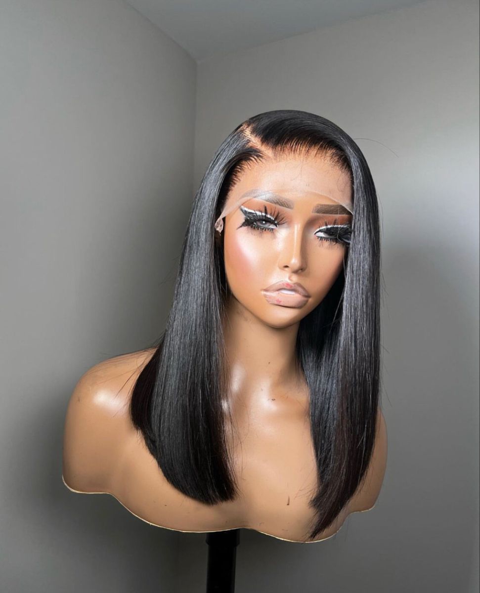 Super Double Drawn Bone Straight Virgin Vietnamese Raw Human Hair Lace Front Wigs Transparent Lace Bob