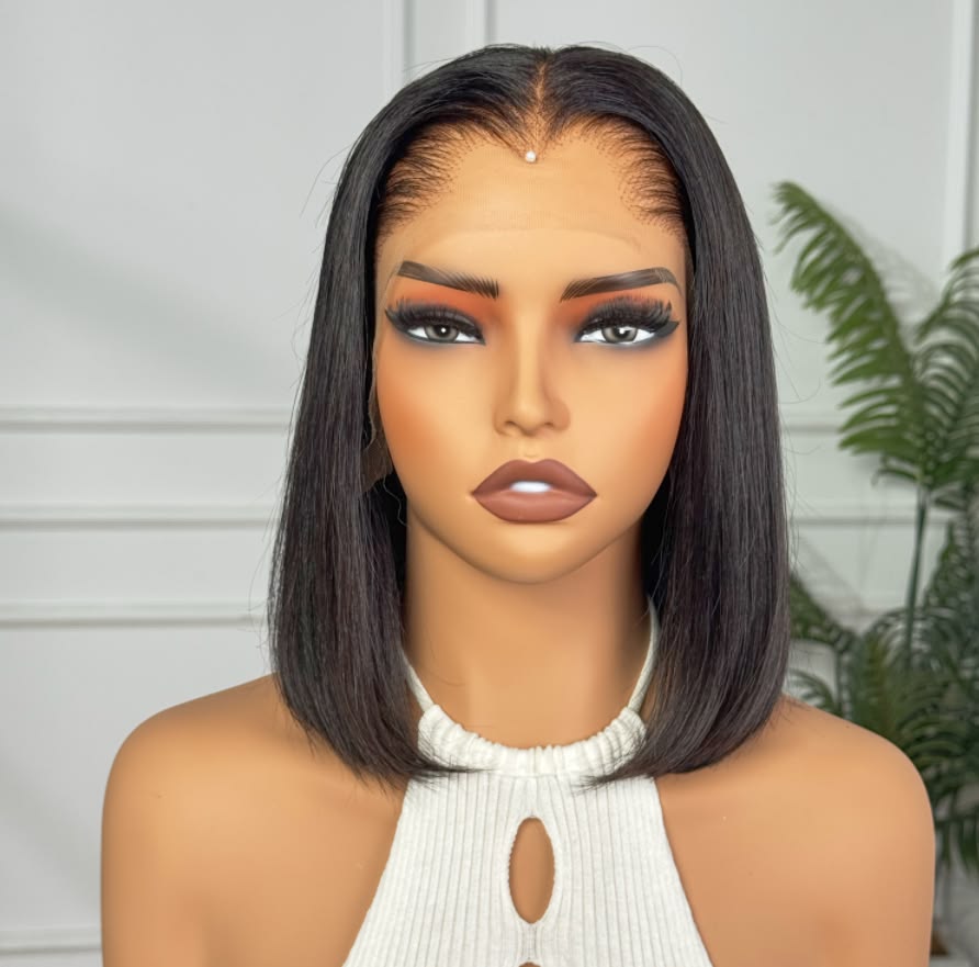 New Arrival Lagos Hairline Short Lace Front Bob Wig 200% Density 100% Human Hair Natural Color 13*4 HD for Lace Frontal Wig