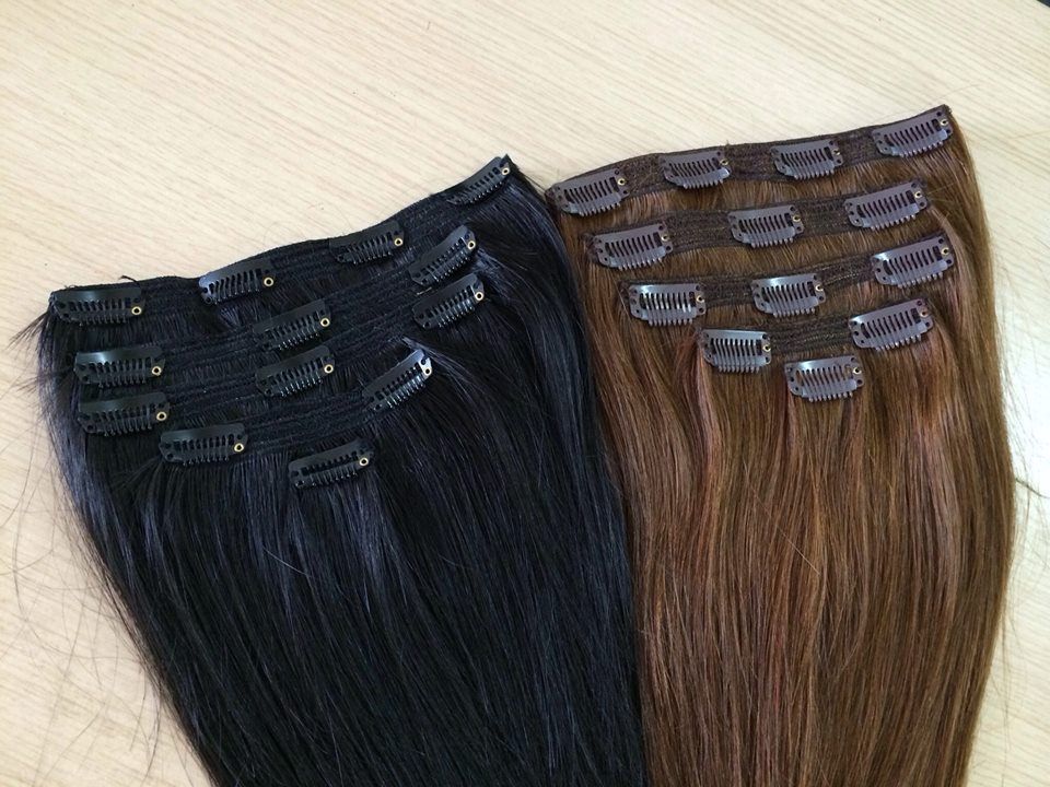 Clip Hair Extensions #1B Natural Black Remy Human Hair Invisible Seamless Clip in Thinness 100% Human Hair Extensions
